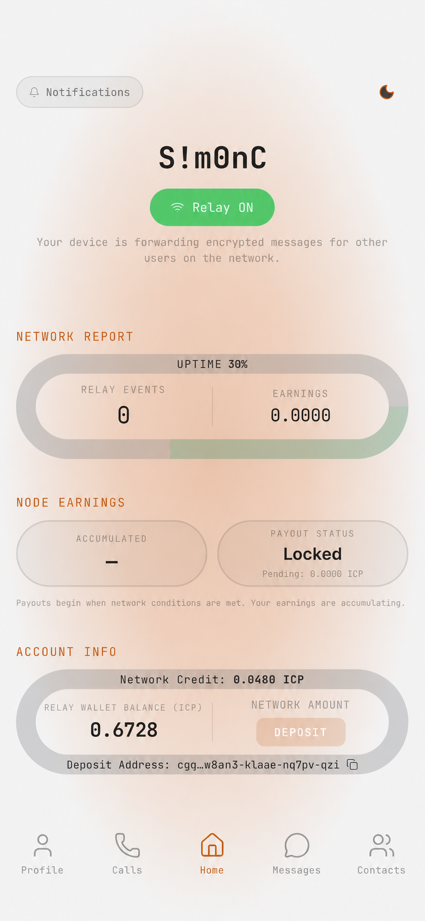 Relay app home screen